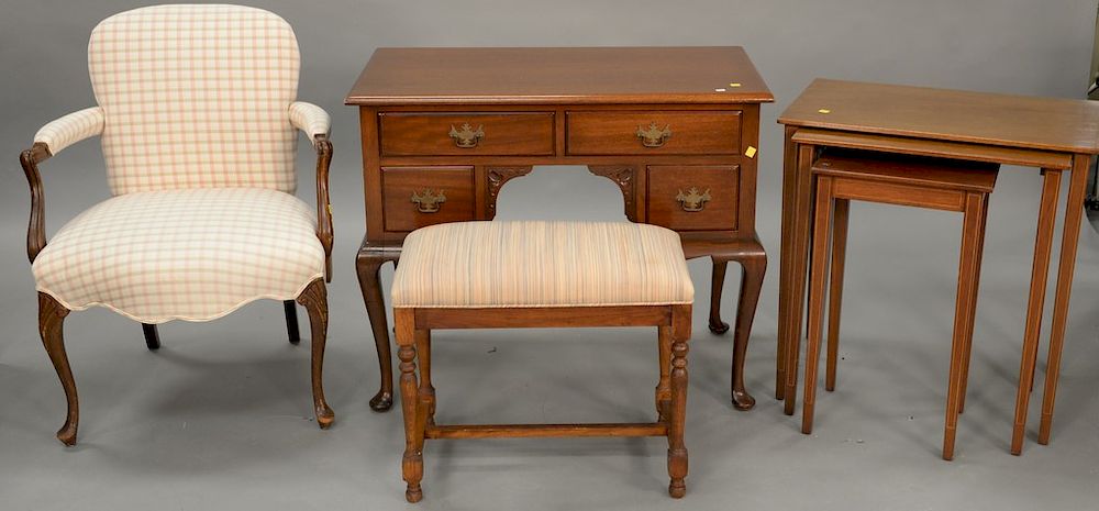 Appraisal: Group lot to include nesting tables vanity ht in wd