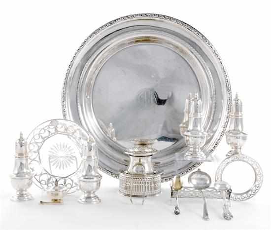 Appraisal: Collection sterling table wares and tray International round tray Dia