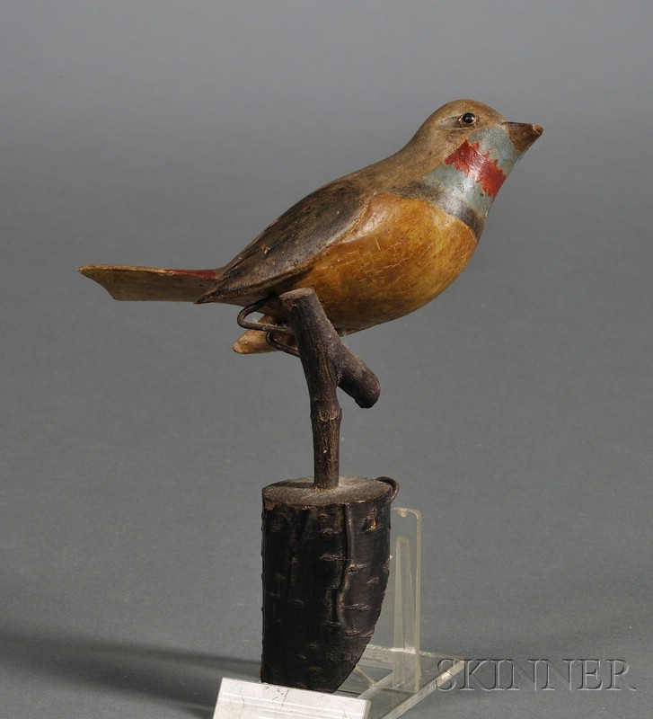 Appraisal: Small Carved and Painted Wooden Songbird late th early th