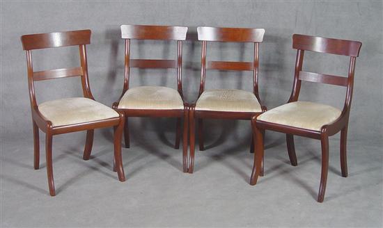 Appraisal: Four Classical Style Sabre Leg Walnut Side Chairs th Century