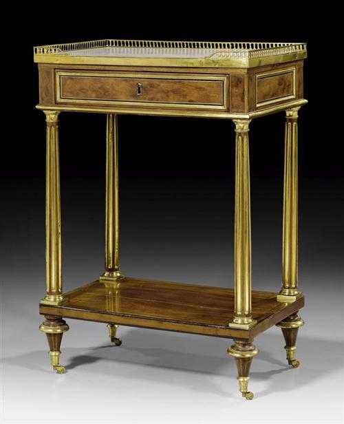 Appraisal: SMALL CONSOLE EN ECRITOIRE Louis XVI France circa Fluted mahogany