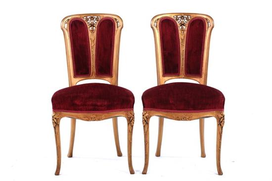 Appraisal: PAIR OF ART NOUVEAU SIDECHAIRS Late th early th century