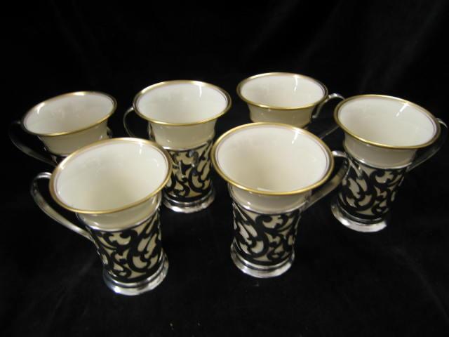 Appraisal: Lenox Demitasse Cups in Silverplate Holders by Poole tall