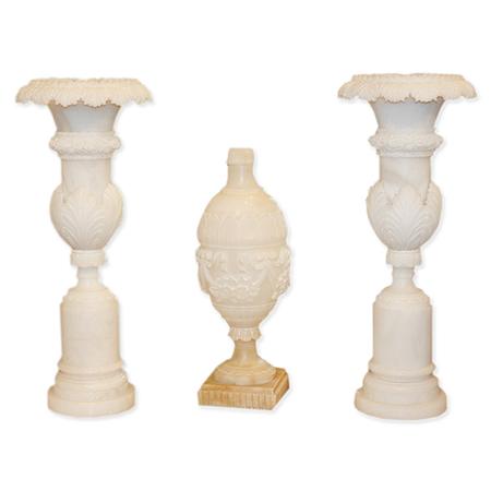 Appraisal: Pair of Neoclassical Style Alabaster Lamps Together with an Alabaster