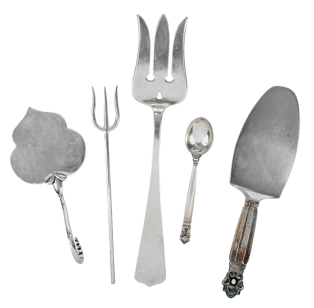 Appraisal: Pieces Sterling Flatware th century including pieces Georg Jensen Acorn