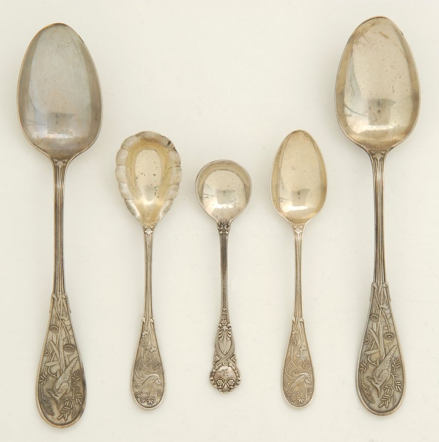 Appraisal: ELEVEN PIECES OF TIFFANY STERLING SILVER FLATWARE Two chocolate spoons