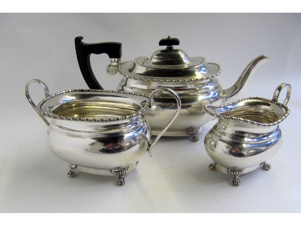 Appraisal: A three piece silver tea service Sheffield