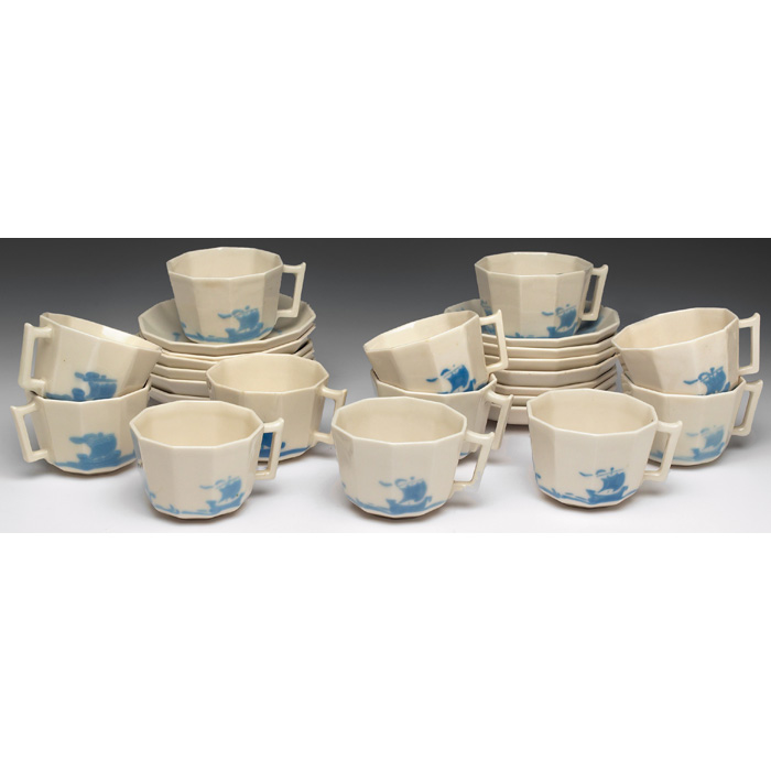 Appraisal: Rookwood Blue Ship Dinnerware twelve teacups M- w x h