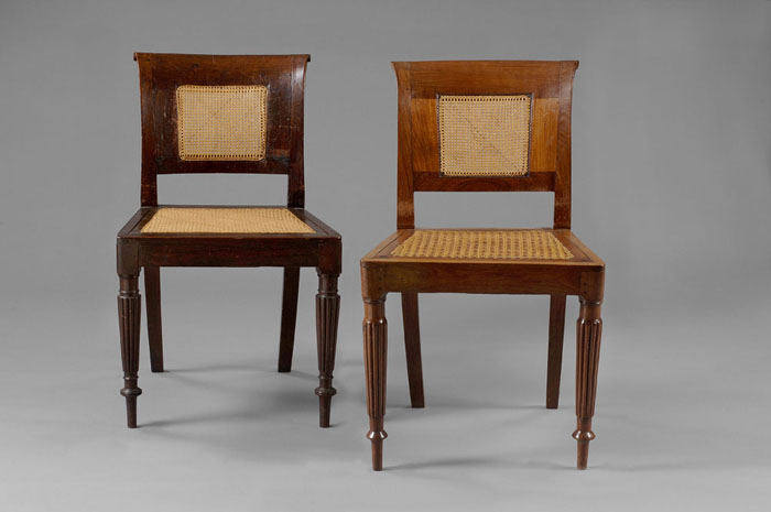 Appraisal: PAIR OF CHINA TRADE OR ANGLO-INDIAN SHERATON ROSEWOOD SIDE CHAIRS