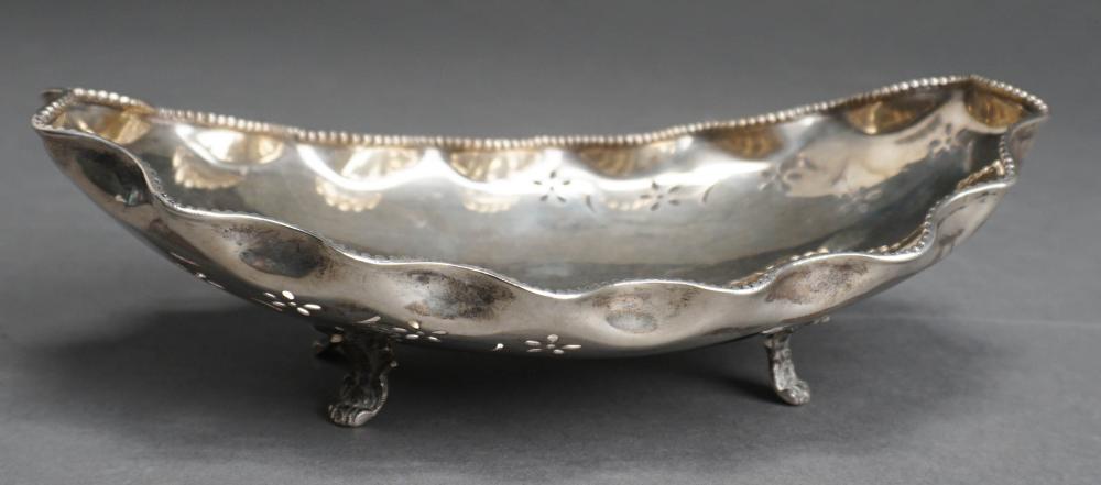 Appraisal: FLORAL PIERCED -SILVER QUADRUPED CENTER BOWL L IN CM OZTFloral