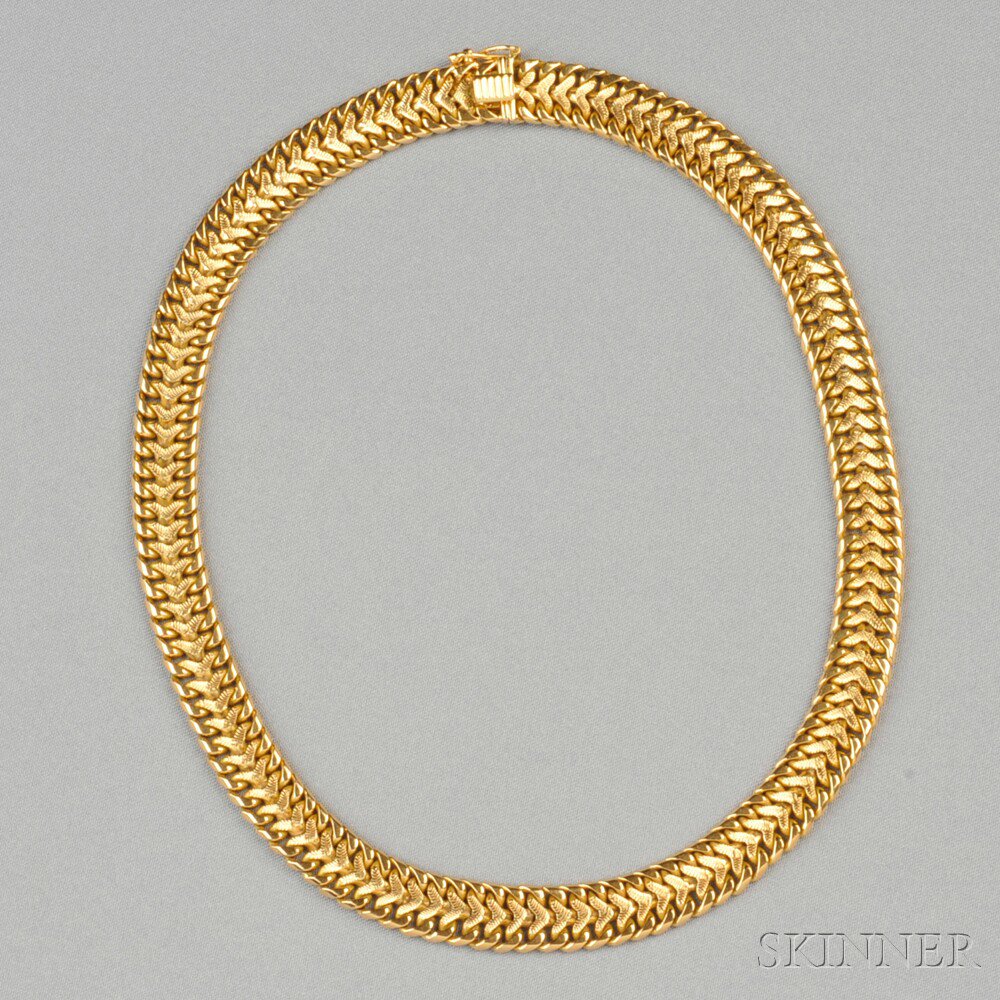 Appraisal: kt Gold Necklace composed of woven textured and polished links