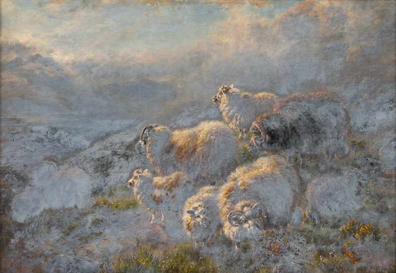 Appraisal: 'Glen Croe Loch Long Argyleshire'' sheep in a winter landscape