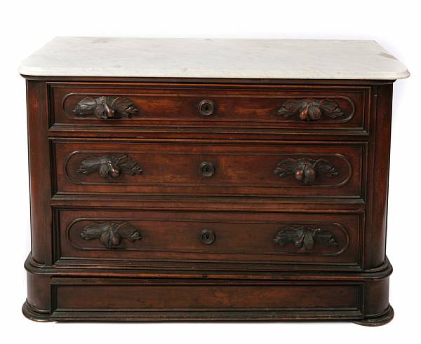 Appraisal: An American Classical Revival marble topped chest of drawers height