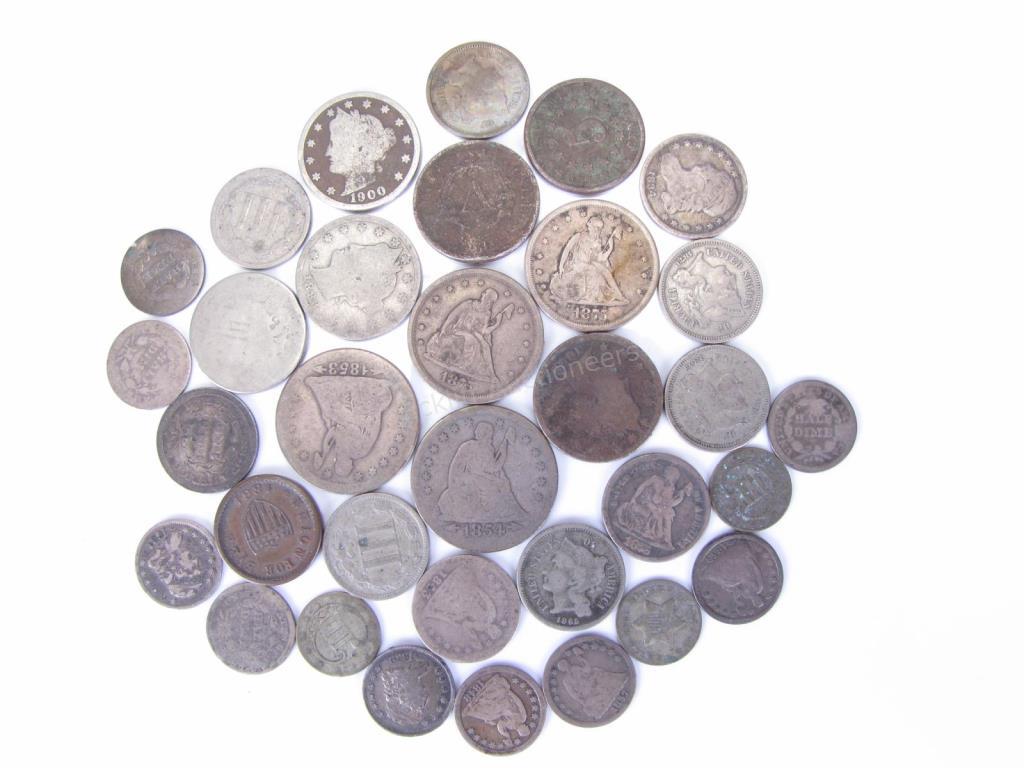 Appraisal: Collection of Antique US Coins total including half dimes -