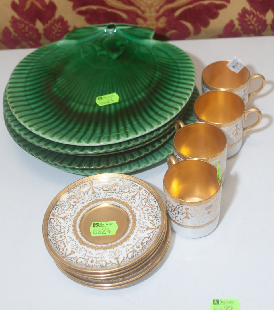 Appraisal: Assortment of china including five Wedgwood majolica dishes and four