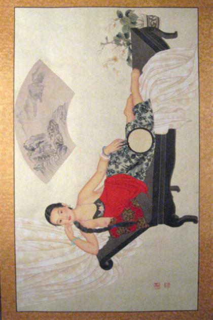 Appraisal: Chinese painting attributed to wang mei fang Hanging scroll color