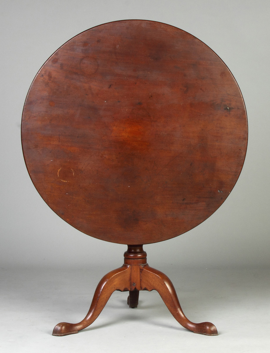 Appraisal: Queen Anne Mahogany Tilt Top Tea Table C Padded slipper