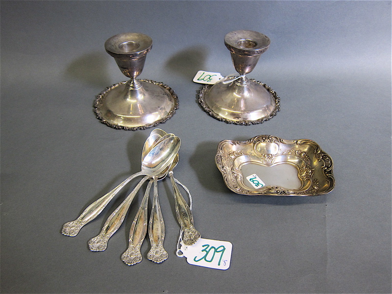 Appraisal: EIGHT STERLING SILVER FLATWARE AND HOLLOWWARE set of Towle teaspoons