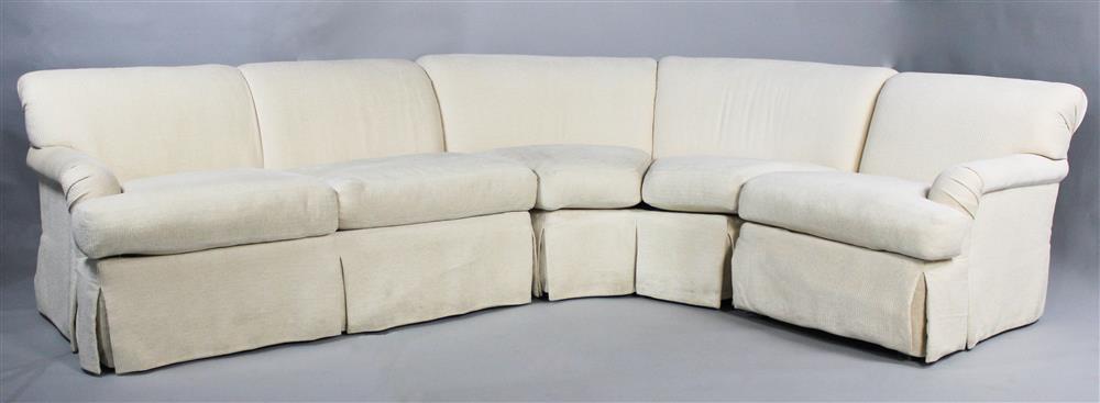 Appraisal: R JONES LARGE CURVED THREE PART SECTIONAL SOFA WITH BOX