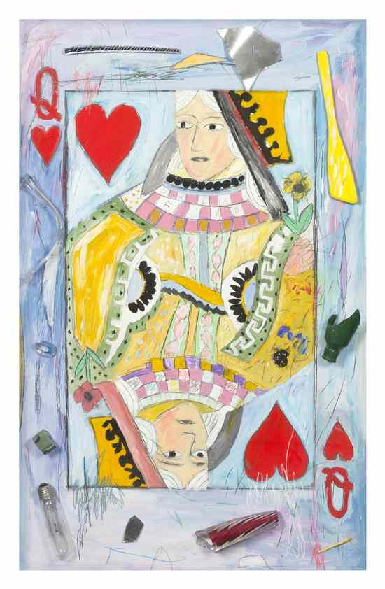 Appraisal: Therman Statom American b Queen of Hearts mixed media on