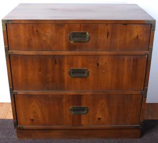 Appraisal: Vintage Kroehler Campaign Chest Having three stacked drawers H X