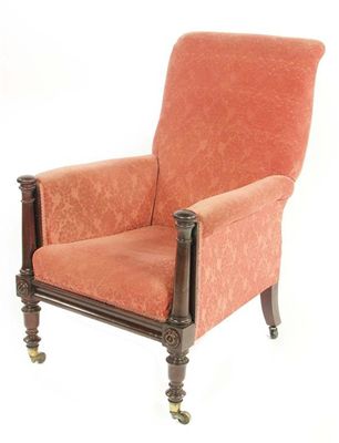 Appraisal: An early Victorian mahogany armchair the upholstered back arms and