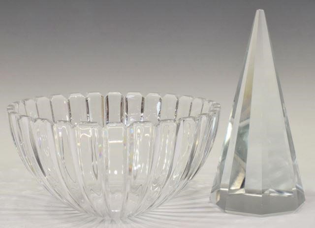 Appraisal: lot of Art crystal including eight-sided obelisk paperweight engraved signature