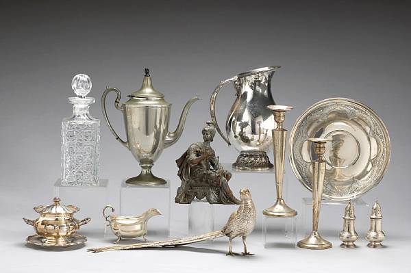 Appraisal: A mixed group of sterling and plated items Comprising sterling