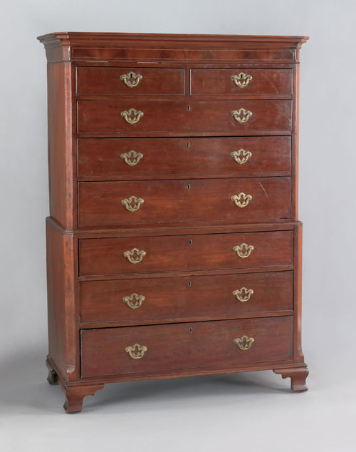 Appraisal: George III mahogany three part chest on chest ca the