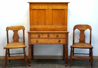 Appraisal: Plantation Desk And Chairs Plantation Desk And Chairs An American