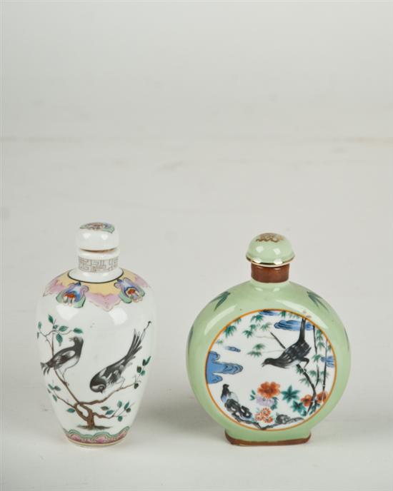 Appraisal: Two Asian Porcelain Bottles both with enameled decoration of birds