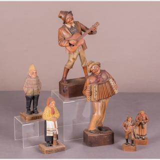 Appraisal: A Group of Six Continental Carved Hardwood Figures th th