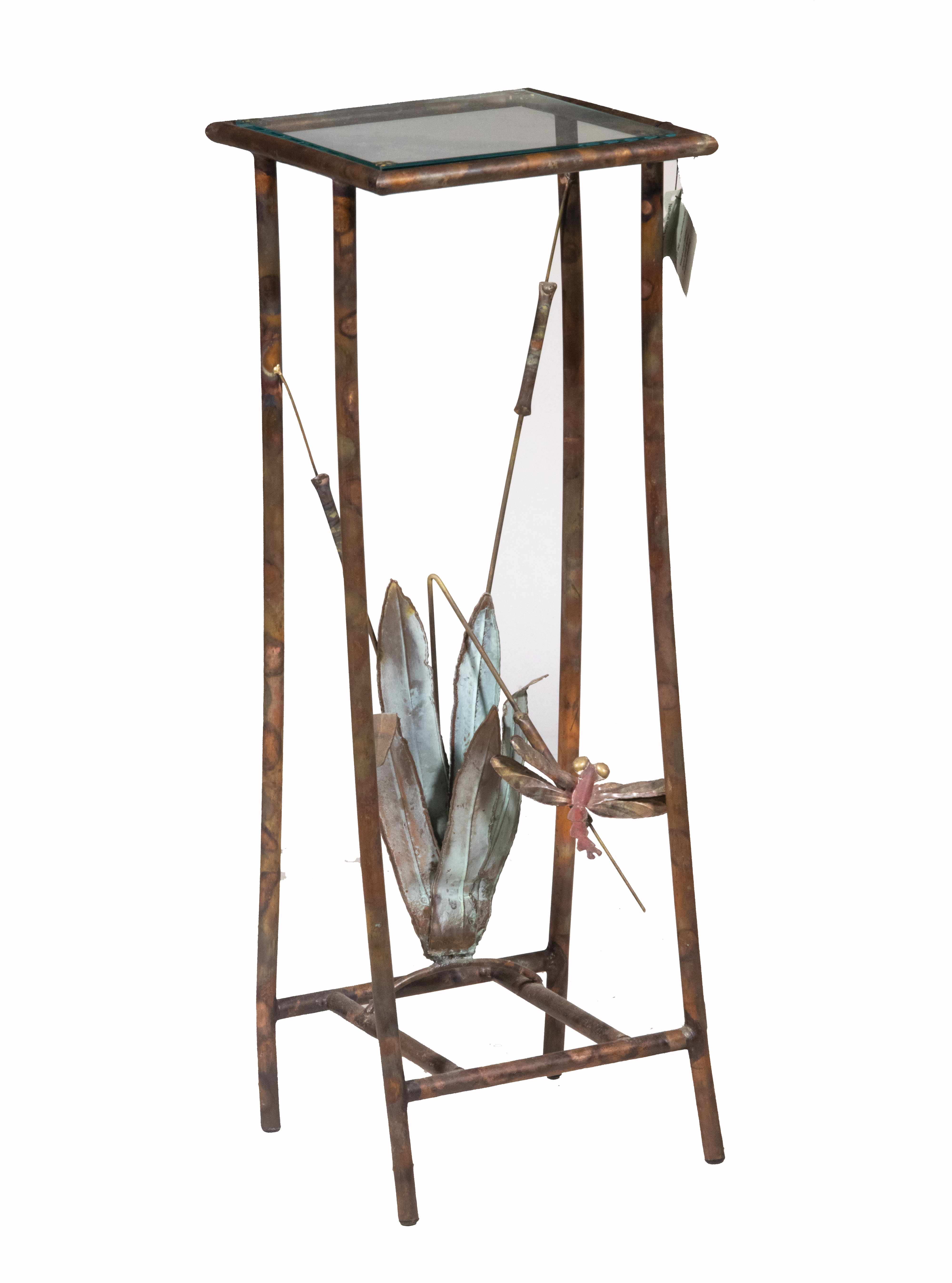 Appraisal: PLANT STAND WITH RON BERTOCCHI SCULPTURE Contemporary Hand Crafted Glass-Top