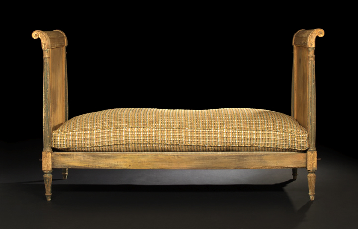 Appraisal: Directoire-Style Polychromed Day Bed early th century the cushioned rectangular