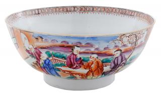 Appraisal: Chinese Export Mandarin Punch Bowl th century rose mandarin punch