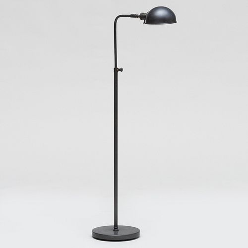 Appraisal: BRONZE-PLATED METAL RETRACTABLE READING LAMP WITH ROUND SHADEStamped 'Visual Comfort