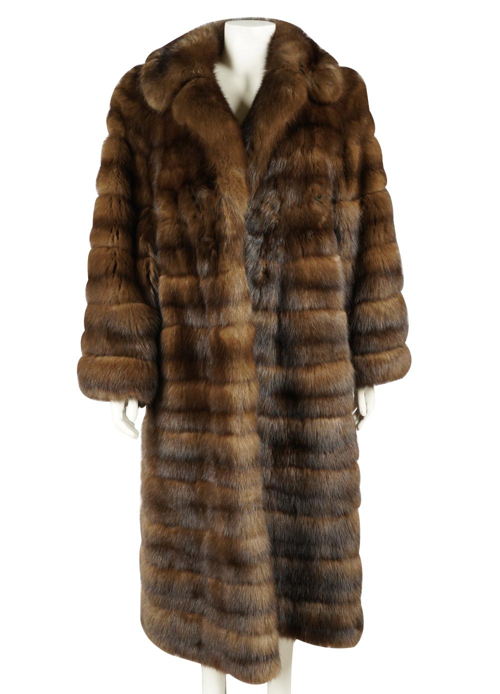 Appraisal: DARK BROWN FULL LENGTH FUR COATretailed Edward-Lowell Beverly Hills Provenance