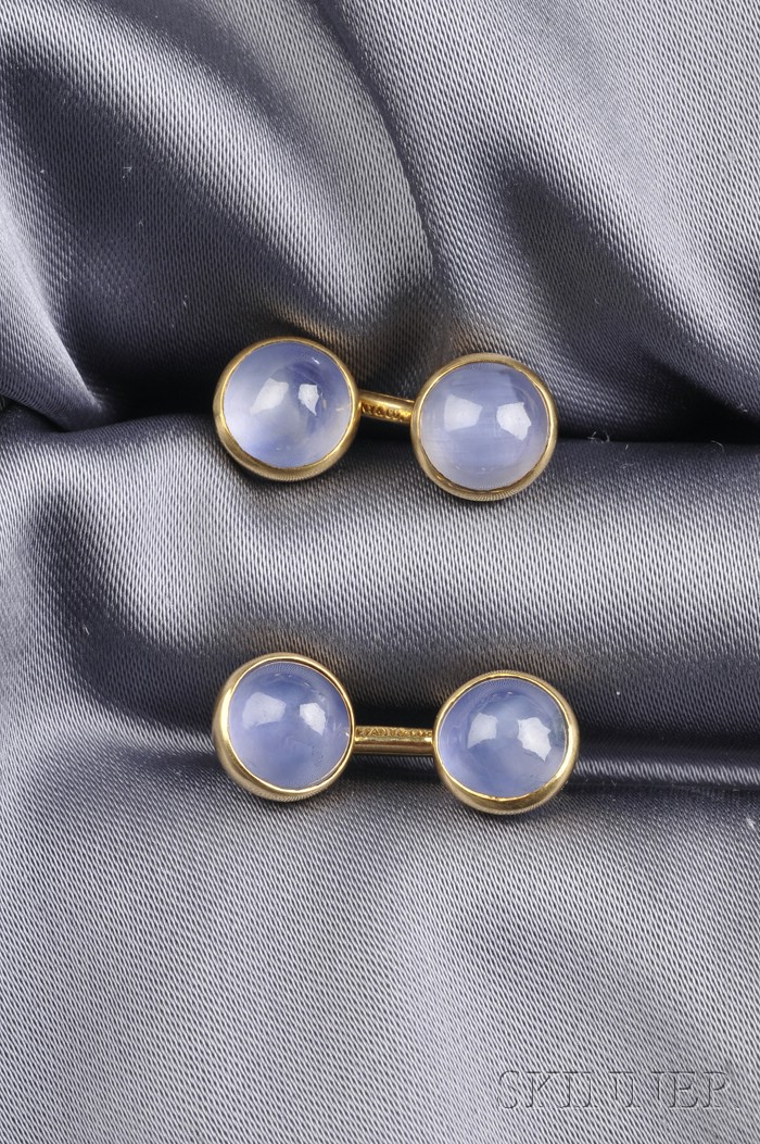 Appraisal: kt Gold and Star Sapphire Cuff Links Tiffany Co each