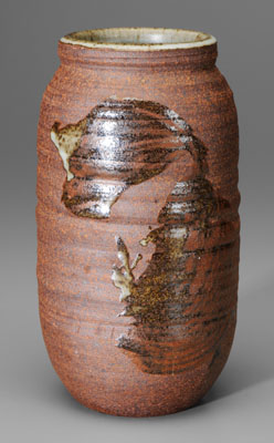 Appraisal: Black Mountain stoneware vase red-brown body with pale cream glaze