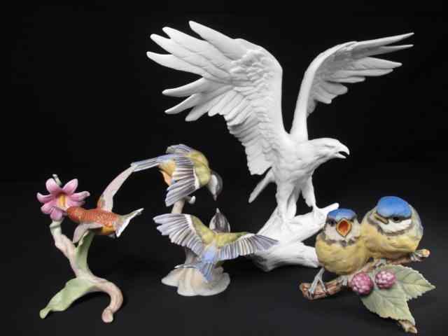 Appraisal: Four Kaiser porcelain bird figurines Includes two small birds perched