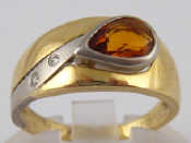 Appraisal: A yellow metal tests carat gold citrine and diamond ring