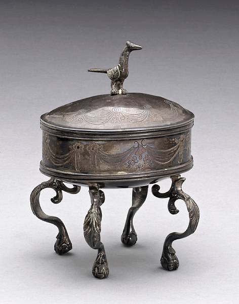 Appraisal: A Spanish colonial silver divided spice boxStamped Ximenes probably late