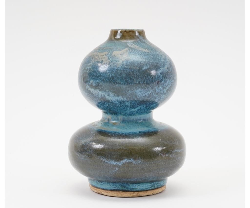 Appraisal: Rare Chinese Jin-Yuan jun ware double gourd vase mottled blue