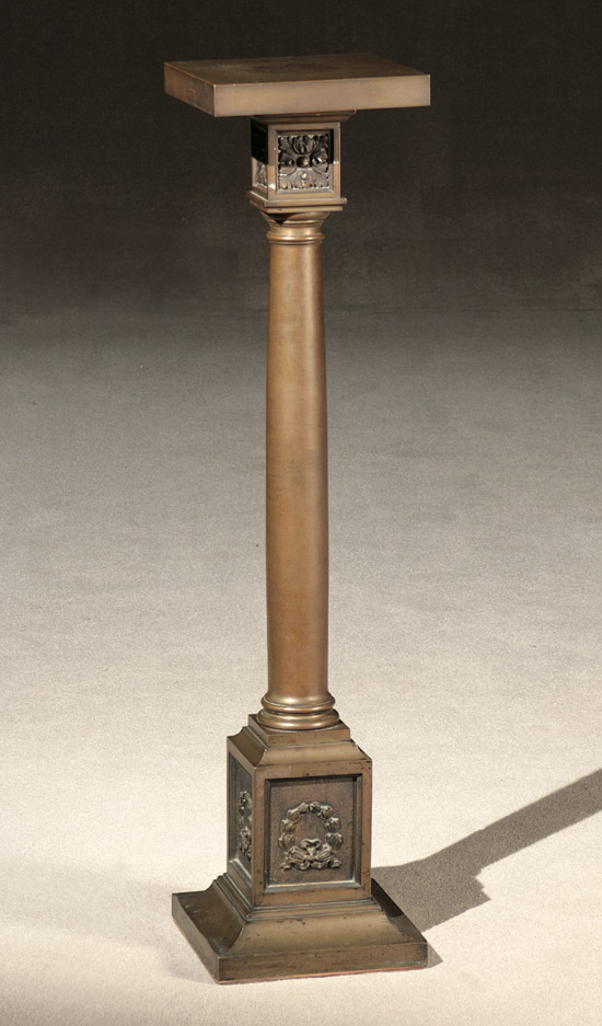 Appraisal: Continental Neoclassical Style Bronze Pedestal Circa Having a light gold-brown