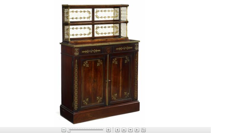 Appraisal: Fine Regency brass inlaid and eglomise rosewood chiffoniercirca