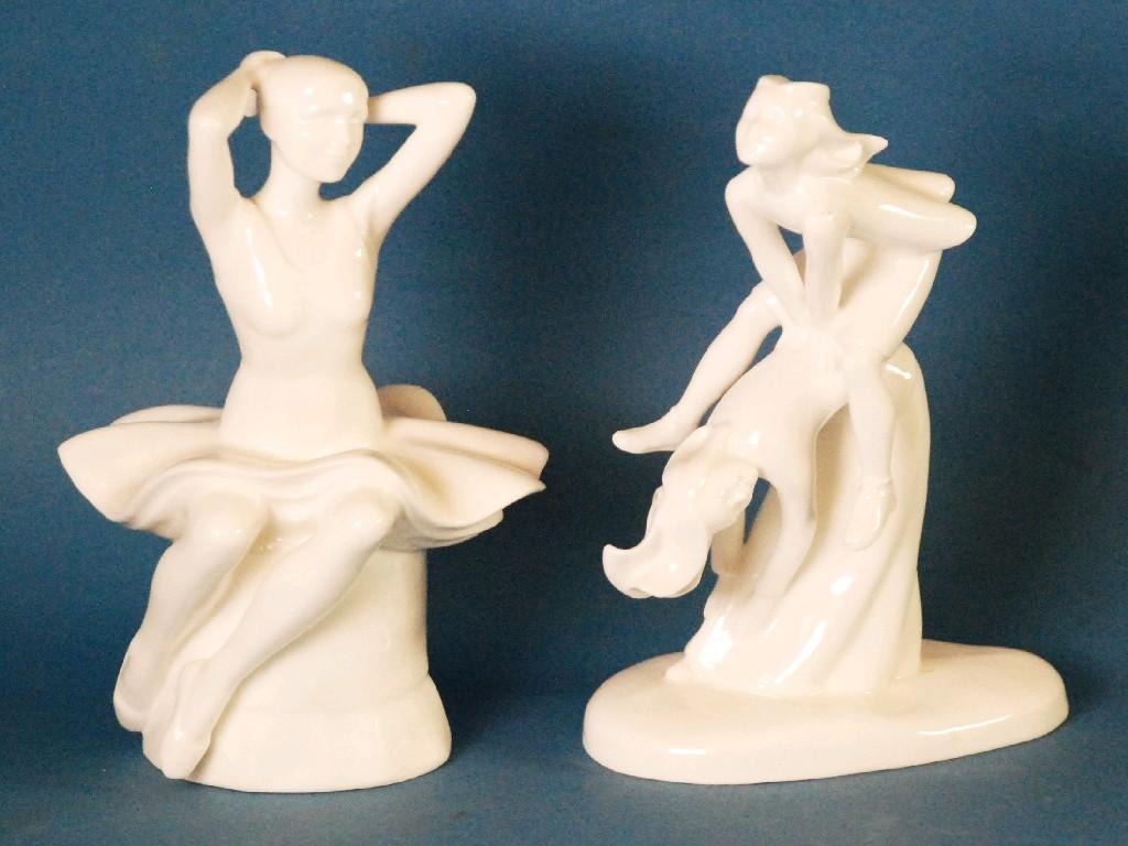 Appraisal: TWO ROYAL DOULTON WHITE GLAZED 'IMAGES' CHINA FIGURES 'LEAP FROG'