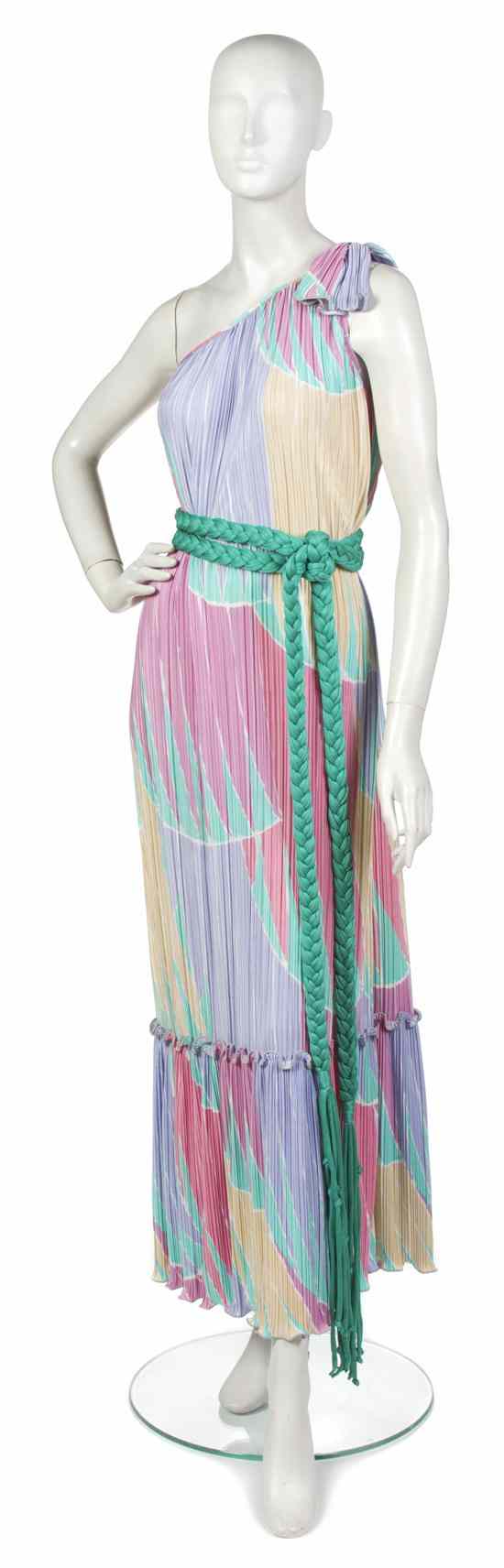 Appraisal: A Mary McFadden Multicolor Gown Fortuny-style pleating in pastel colors