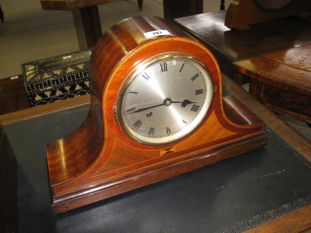 Appraisal: Mahogany and inlaid mantle clock