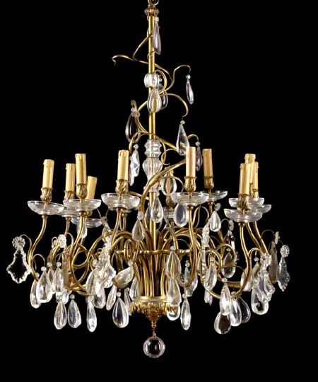 Appraisal: Large Continental Gilt-Brass and Cut Glass Twelve-Light Chandelier in the