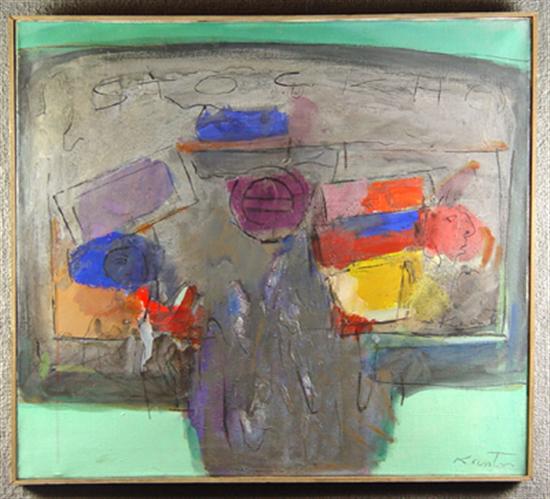 Appraisal: Tadeusz Kantor Poland - Oil on canvas Abstract design with